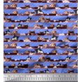 thumbnail image 1 of Soimoi Tissu Poly Georgette à Rayures Diagonales et Imprimé Animal Visage de Chat, Tissu au Mètre, 52 Pouces de Large, 1 of 1
