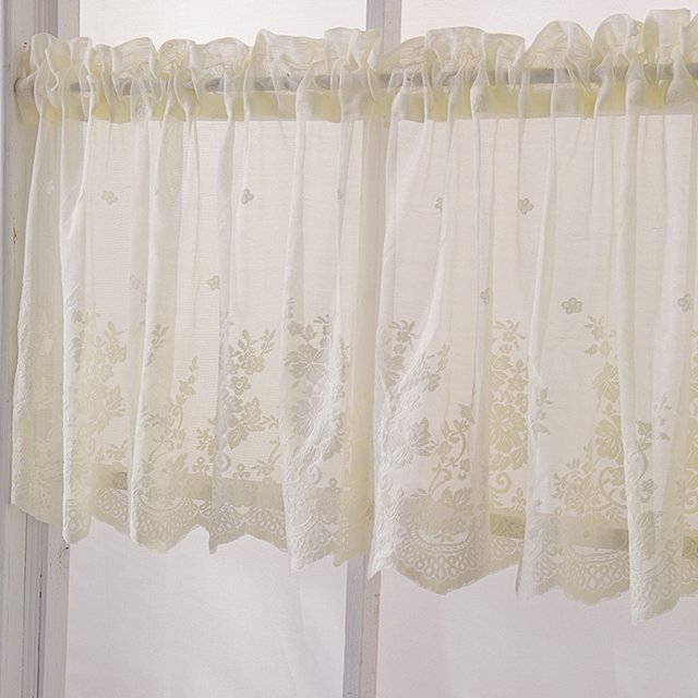 Qualitygoods Lace Cafe Kitchen Ruffle Window Drape Valance Semi Transparent Voile Curtains Window Treatment