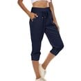 thumbnail image 2 of Timegard Womens Yoga Pants Drawstring High Waist Workout Cropped Pants Athletic Capri Pants with Pockets, 2 of 7