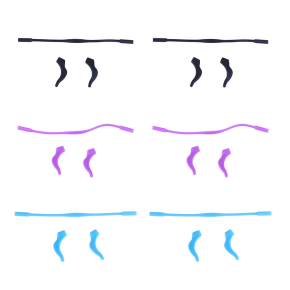 EeaseCA Ensemble de 6 Sangles de Lunettes en Silicone pour Enfants avec 6 Paires de Crochets de Prise pour Oreilles, Retenue Antidérapante, Support de Cordon pour Lunettes Lunettes de Soleil