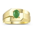 thumbnail image 1 of RYLOS Men's Rings 14K Yellow Gold Ring Classic Solitaire 7X5MM Oval Shape Gemstone Designer Band Emerald May Birthstone Rings For Men Size 12, 1 of 7