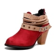 thumbnail image 4 of Cameland Bottines à Cheville Épaisses Rétro pour Femmes avec Fermeture Éclair Arrière et Boucle de Ceinture, 4 of 9