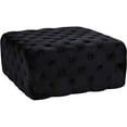 thumbnail image 1 of Meridian Furniture Ariel Collection Modern | Contemporary Black Velvet Upholstered Ottoman/Bench with Deep Button Tufting, Solid Wood Frame, Square,, 1 of 2