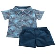 thumbnail image 1 of Little Boys Short Sleeve Button Down Shirts Tops Shorts Pants 2pcs Summer Outfits, 1 of 6