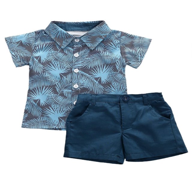 Little Boys Short Sleeve Button Down Shirts Tops Shorts Pants 2pcs Summer Outfits