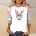 thumbnail image 1 of UPPADA Bunny T-Shirts de Pâques pour Femmes Lapin Oeuf Imprimé T-Shirts Manches 3/4 Col Rond T-Shirts d'Été Décontractés Mignons T-Shirts Graphiques Chandail Confortable Haut Rose,m, 1 of 5