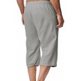 thumbnail image 4 of EOYWHK Mens Linen Capri Pants Summer Loose Fit Lightweight Sleep Shorts Elastic Waist Drawstring with Pockets, 4 of 7