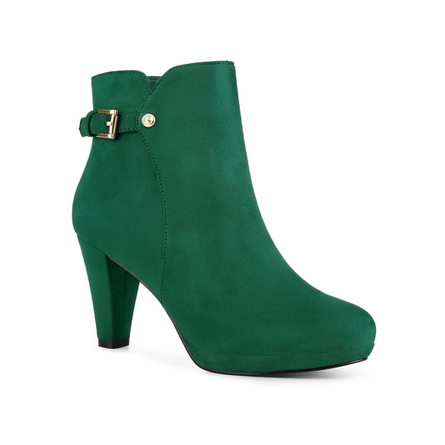 Unique Bargains Bottines à Plateforme à Talon Épais pour Femme Vert (Taille 8)