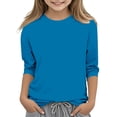 thumbnail image 1 of MeetoTime T-shirt Uni à Manches 3/4 et Col Rond pour Enfants, T-shirt pour Tout-Petits Garçons Filles 3-12 Ans, 1 of 5