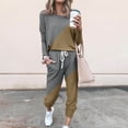 thumbnail image 2 of CHOK Womens Sport Set Long Sleeve Patchwork Color with Loose Cozy Petite Sweatpant Trendy Fall Winter Suits (X-Large  Pink), 2 of 5