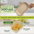 thumbnail image 2 of Dtocs Bamboo Fiber 500 mL Meal Prep Containers (Pack 50) | Disposable To-Go Food Containers With Lid | Microwave & Freezer Safe | Alternative to Glass Food Storage Box, 2 of 6