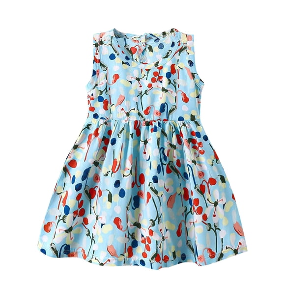 LOVZFMLL Girl's Sleeveless Printed Dress Fashionable And Cute Princess Dress Breathable Gentle And Comfortable Dress