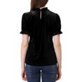 thumbnail image 3 of INSPIRE CHIC Chemise à Col à Volants pour Femmes, Manches Courtes, Hauts en Velours, Blouse, L Noir, 3 of 6