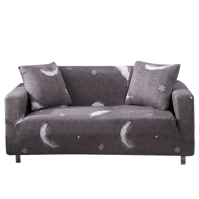 2024 2 Seaters Printed Loveseat Sofa Covers Stretch Elastic Couch Slipcover Protector Removable Washable for Dining Room, Feathers