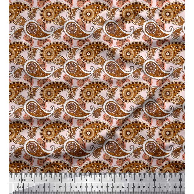 Soimoi Poly Georgette Fabric Floral & Paisley Printed Craft Fabric by The Yard 52 Inch Wide