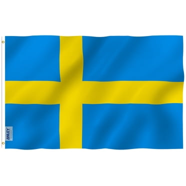 ANLEY [Fly Breeze] 3x5 Foot Sweden Flag - Vivid Color and UV Fade Resistant - Canvas Header and Double Stitched - Swedish National Flags Polyester with Brass Grommets 3 X 5 Ft