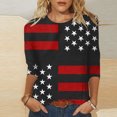 thumbnail image 2 of CEHVOM T-shirt Imprimé Mode Femme Jour de l'Indépendance Manches 3/4 Blouse Col Rond Tops Décontractés Liquidation, 2 of 5