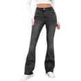 thumbnail image 1 of JMYHOAM Jeans for Women Ladies' Elastic Wide Leg High Waist Versatile Loose Straight Leg Jeans, 1 of 7