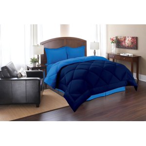Elegant Comfort All Season Goose Down Alternative Reversible 2-Piece Comforter Set- Available in and Colors , Twin/Twin XL, Navy/Aqua