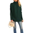 thumbnail image 3 of Women'S Oversized Loose Sweater Autumn Batwing Sleeve Ribbed Tunic Sweater Dark Green L, 3 of 9