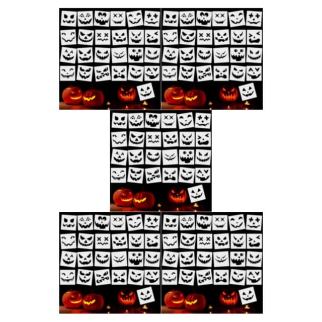 Youkk 25 Pcs/ensemble Pochoirs d'Halloween pour Dessiner des Visages de Citrouille Divers Modèles Réutilisables Taille Appropriée 5Ensemble