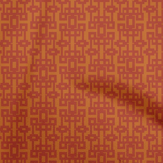 oneOone Cotton Poplin Red Fabric Geometric Craft Projects Decor Fabric Printed By The Yard 56 Inch Wide