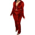thumbnail image 1 of Honganda Ensemble Deux Pièces Haut à Capuche Plissé Mince avec Fermeture Éclair et Pantalon, 1 of 6