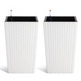 thumbnail image 1 of BeesClover 16 Inch Tall Planter Set of 2 Large Rattan Flower Pot with 2 Trays & a Water Level Monitor & Wheels Outdoor and Indoor for Patio, Porch, Living Room, or Home Office, 1 of 9