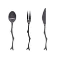 thumbnail image 1 of MasteelfCA Ensemble de 3 Pcs Cuillère Fourchette en Acier Inoxydable Vintage Couverts Design Branche d'Arbre Fruit pour Maison Restaurant (Noir), 1 of 8