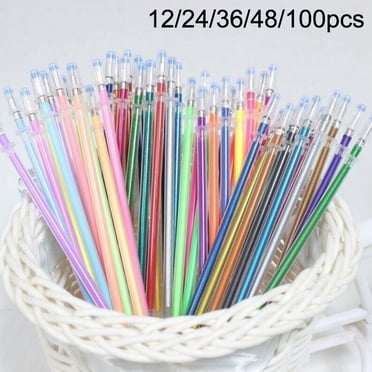 Lubelski Recharges Remplaçables pour Stylo Gel, 1 mm, Encre Multicolore, 12/24/36/48/100 Unités