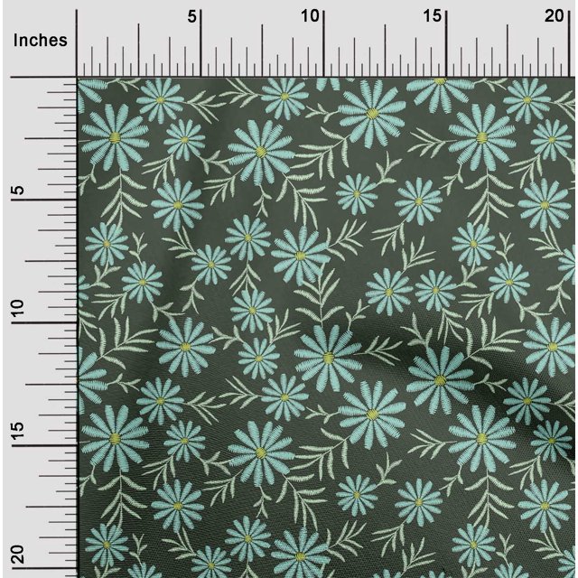 oneOone Polyester Lycra Fabric Leaves & Floral Artistic Print Fabric by Yard 56 Inch Wide