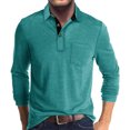 thumbnail image 1 of RXIRUCGD Blouse à Manches Longues Décontractée pour Hommes, Col Rabattu, Vert Lac, Taille : TG, 1 of 5