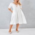 thumbnail image 4 of Contrast Color Loose A-Line Party Dress for Women with Short Sleeves, 4 of 9