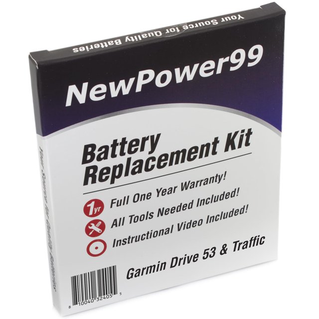 NewPower99 Battery Kit for Garmin Drive 53 & Traffic with Tools, Video Instructions, Long Life Battery