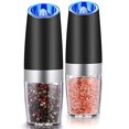 thumbnail image 1 of Gravity Electric Pepper and Salt Grinder Set, Adjustable Coarseness, Battery Powered with LED Light, One Hand Automatic Operation, Stainless Steel Black, 2 Pack, 1 of 9