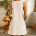 thumbnail image 4 of biudgviw Robe Débardeur pour Femme Sans Manches à Encolure Dégagée à Boutons à Bretelles Robe Tunique Mini à Rayures Robe Courte Décontractée d'Été, 4 of 7