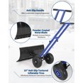 thumbnail image 4 of Pelle à Neige Roulante avec Roues – Lame en Métal Robuste 29x14 Pouces – Poignée Ergonomique à 5 Positions Inclinée et Réglable en Hauteur – pour Entrée, Trottoir et Chaussée – Noir et Bleu, 4 of 6