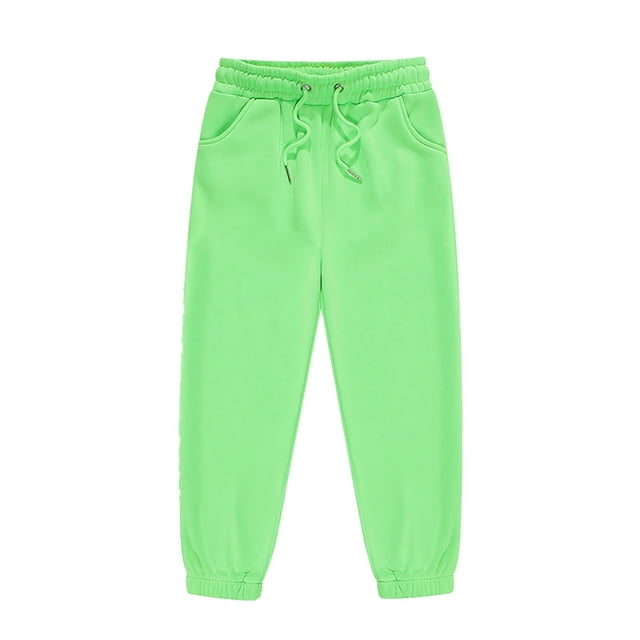 Big Girls Sweatpants Summer Sports Elastic Solid Breathable Athletic Pant Light Green Spring Trendy Trousers 8-9T