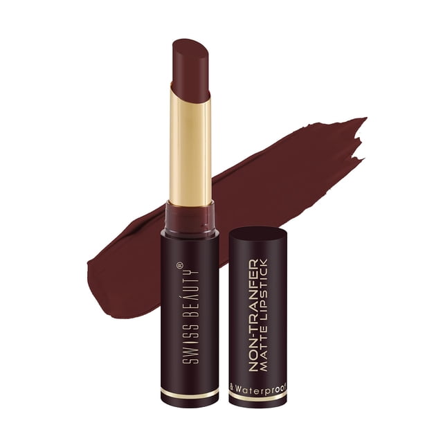 2X Swiss Beauty Non-Tranfer Matte Lipstick, Smooth & Waterproof, Chocolava, 2gm Each