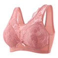 thumbnail image 1 of Virmaxy Womens Wireless Bra Oversized Gathered Comfortable Breathable Underwear (Plus Extended Buckle) Everyday Bra Embroidered Glossy Comfortable Breathable Bra Underwear No Rims Pink-3 38, 1 of 3