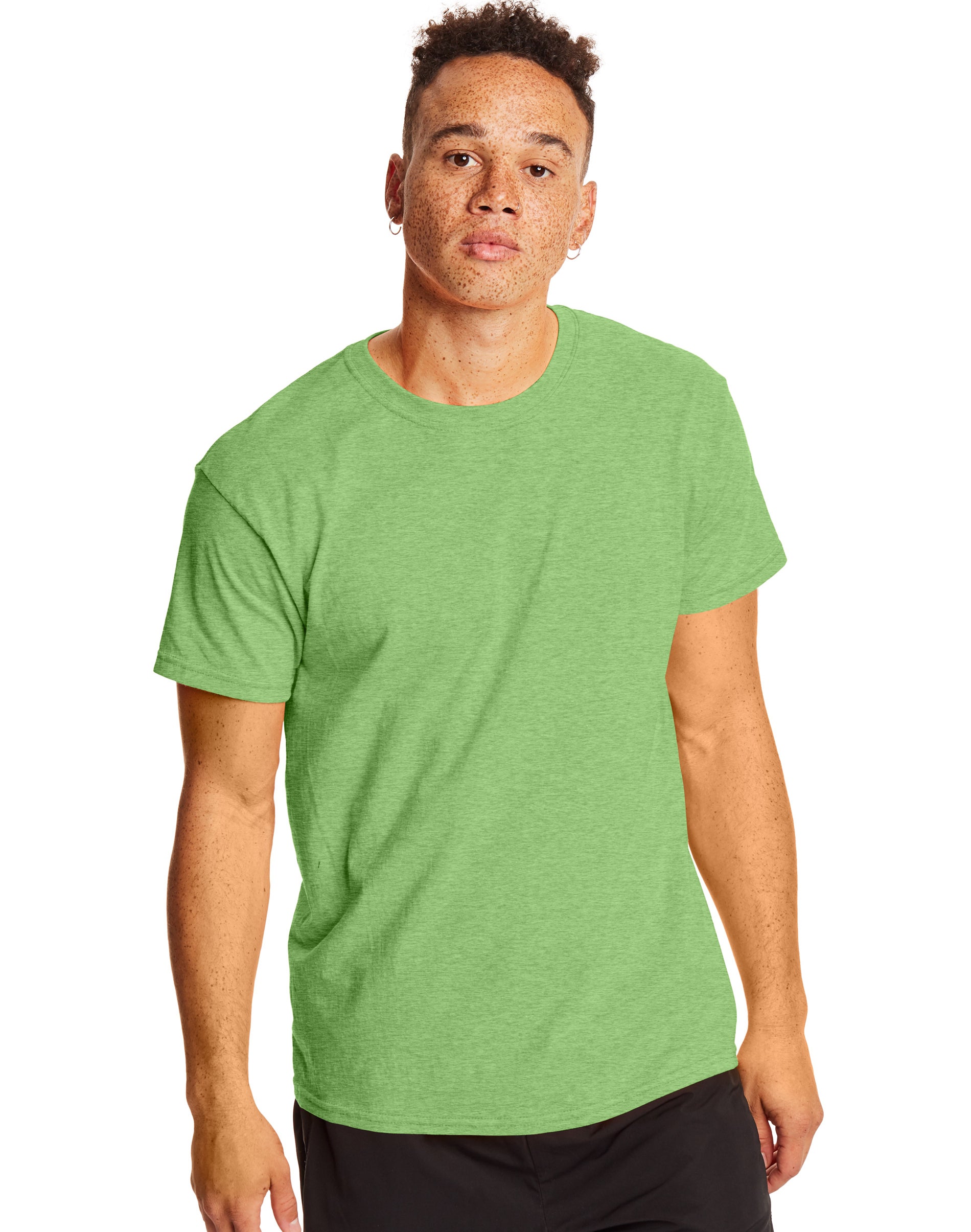 Hanes T-Shirt à Manches Courtes Col Rond X-Temp pour Hommes Lot de 2, S, Néon Lime Chiné
