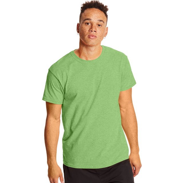 Hanes T-Shirt à Manches Courtes Col Rond pour Hommes X-Temp Lot de 2, L, Néon Lime Chiné