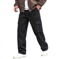 thumbnail image 1 of ShomPort Full Length Pants for Mens Elastic Waistband Full Length Straight Patchwork Chinos Comfy Basic Pants with Multi-Pockets, 1 of 8