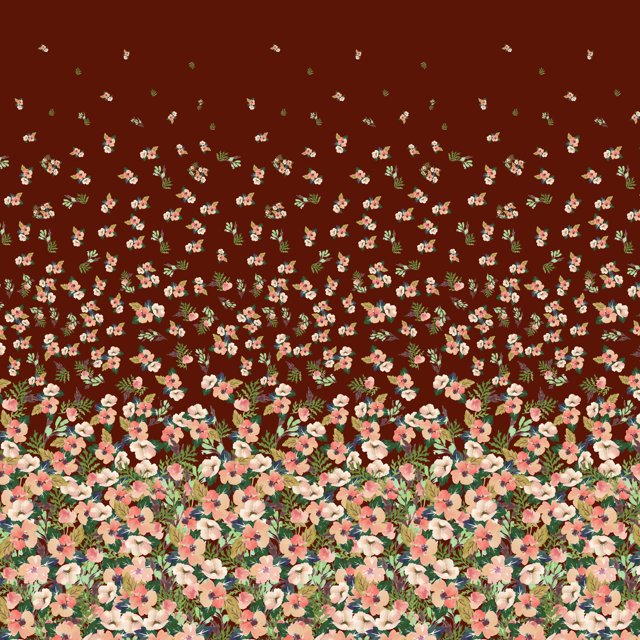 Soimoi polyester Crepe Fabric Leaves & Flower Panel Print Sewing Fabric Yard 42 Inch Wide