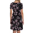 thumbnail image 4 of SMihono Robe d'Été Grande Taille pour Femmes 2023 Mode Décontractée Col Rond Couleur Unie Imprimée Manches Courtes, 4 of 6