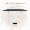 thumbnail image 3 of Gymax Parasol de Patio Double Face de 13 Pi avec Lumières Solaires, Manivelle, Base de Parasol, Gris, 3 of 10