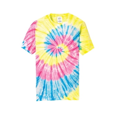 Gravity Threads Mens Tie-Dye Short-Sleeve T-Shirt - Neon Rainbow - Large