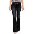 thumbnail image 2 of Bmisegm Jeans Décontractés pour Femme à Taille Mi-Haute Micro Évasée, Noir, TTG, 2 of 6
