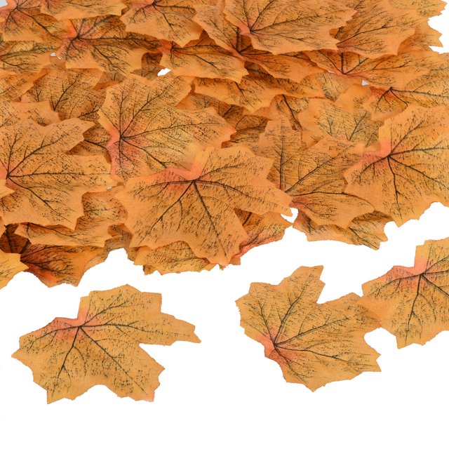 Unique Bargains Artificial Leaves Fall Maple Autumn Fake Leaf Decoration, Red Yellow 300 Pack