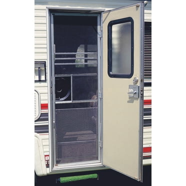 Camco Grille de Porte Moustiquaire 43980 pour Protection de Porte Moustiquaire; Grill Standard; Réglable de 20 Pouces à 29 Pouces; Brut; Aluminium; avec Matériel d'Installation; avec Emballage en Anglais